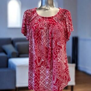 ✅ Vibrant Red Paisley Blouse